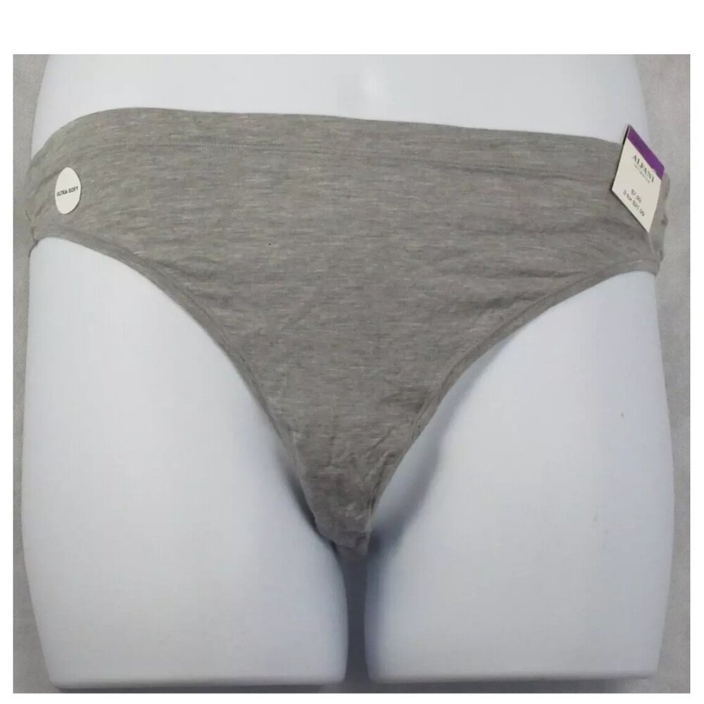 Alfani Women's Ultra Soft Sexy Thong Panty Underwear, Gray Space Dye, XXL